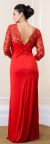 Sequin Lace Sleeves Full Length Formal Bridesmaid Dress back